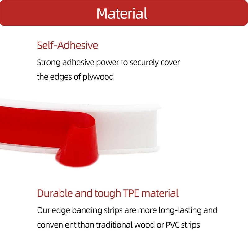 Aroilder U-Shape Plywood Edge Banding - 2-1/8" Edge Protector, Self-Adhesive Trim for Veneer, Furniture, Countertop, Table, Sheet Metal - White, 20Ft - Image 4